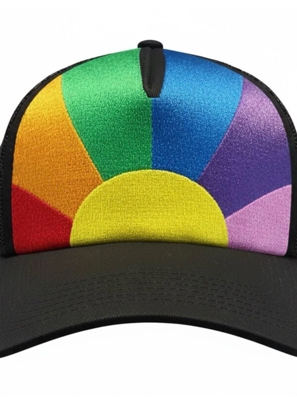 Nahmias Rainbow Trucker Hat Mesh Adjustable Colorblock Black Multicolor